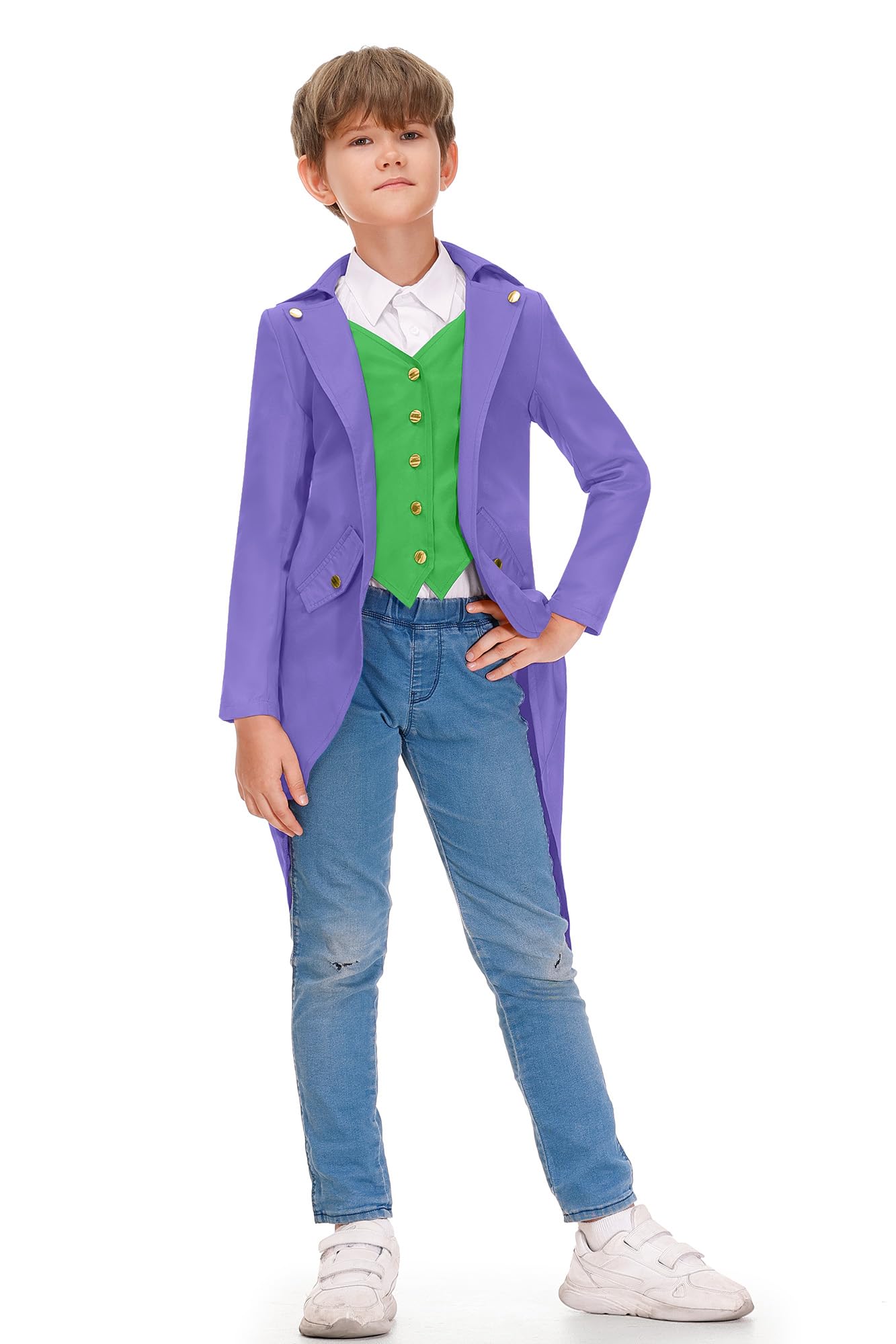 Besserbay Halloween Boys Renaissance Steampunk Medieval Gothic Jacket Vampire Retro Tailcoat Purple 8 Years