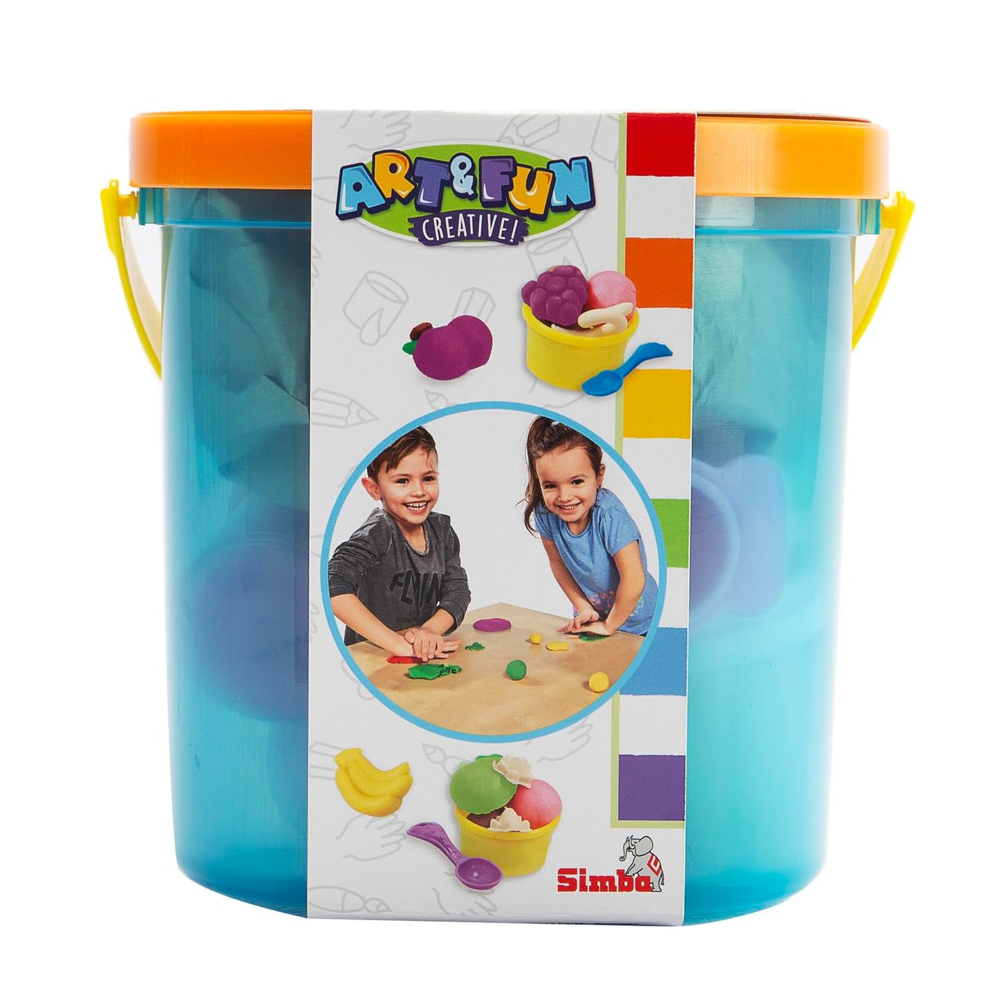 Simba Art and Fun Modelling Set Fruit Bucket / 5 x 50 g Clay / 5 Fruit Shapes / 4 Cookie Cutters / 16 Pieces / 2 Cups/for Childr