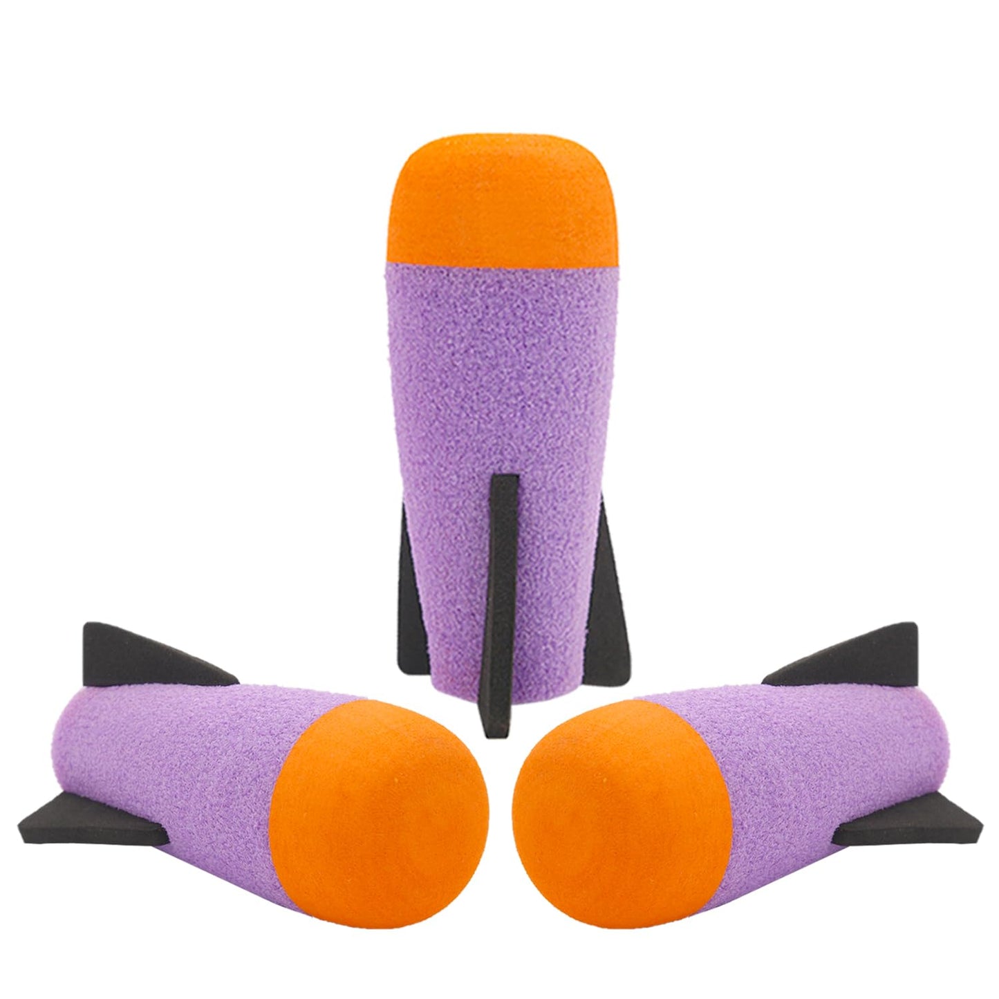 EKIND 3-Pack Mega Missile Refill for Toy Rocket Launcher  Foam  Compatible for Nerf N-Strike advanced Series (Purple)