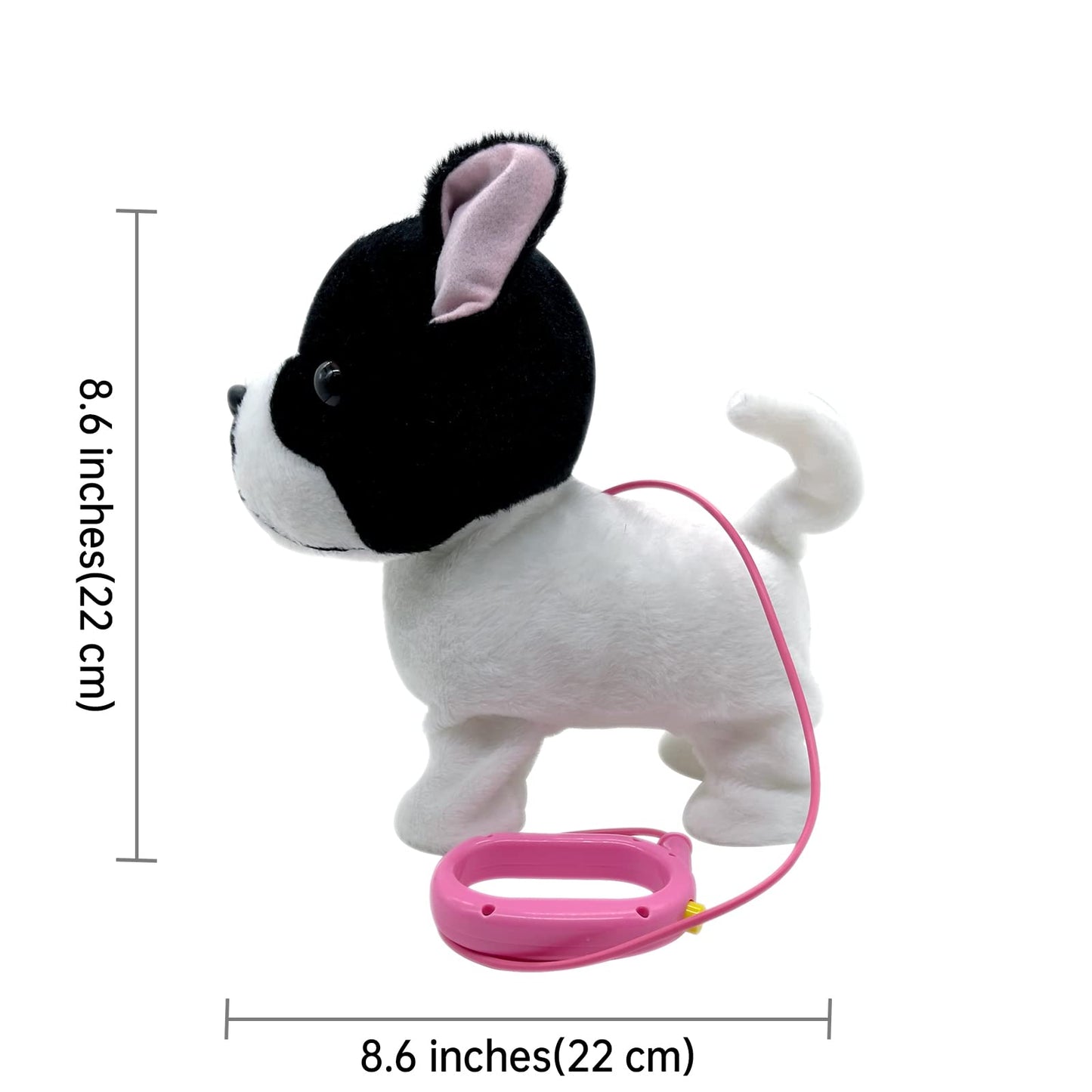 Yh Yuhung Walking French Bulldog Puppy Stuffed Animal With Remote Control Leash, Walking And Barking Bulldog On Leash Toy, Electronic Dog Toy For Kids Age 3-5