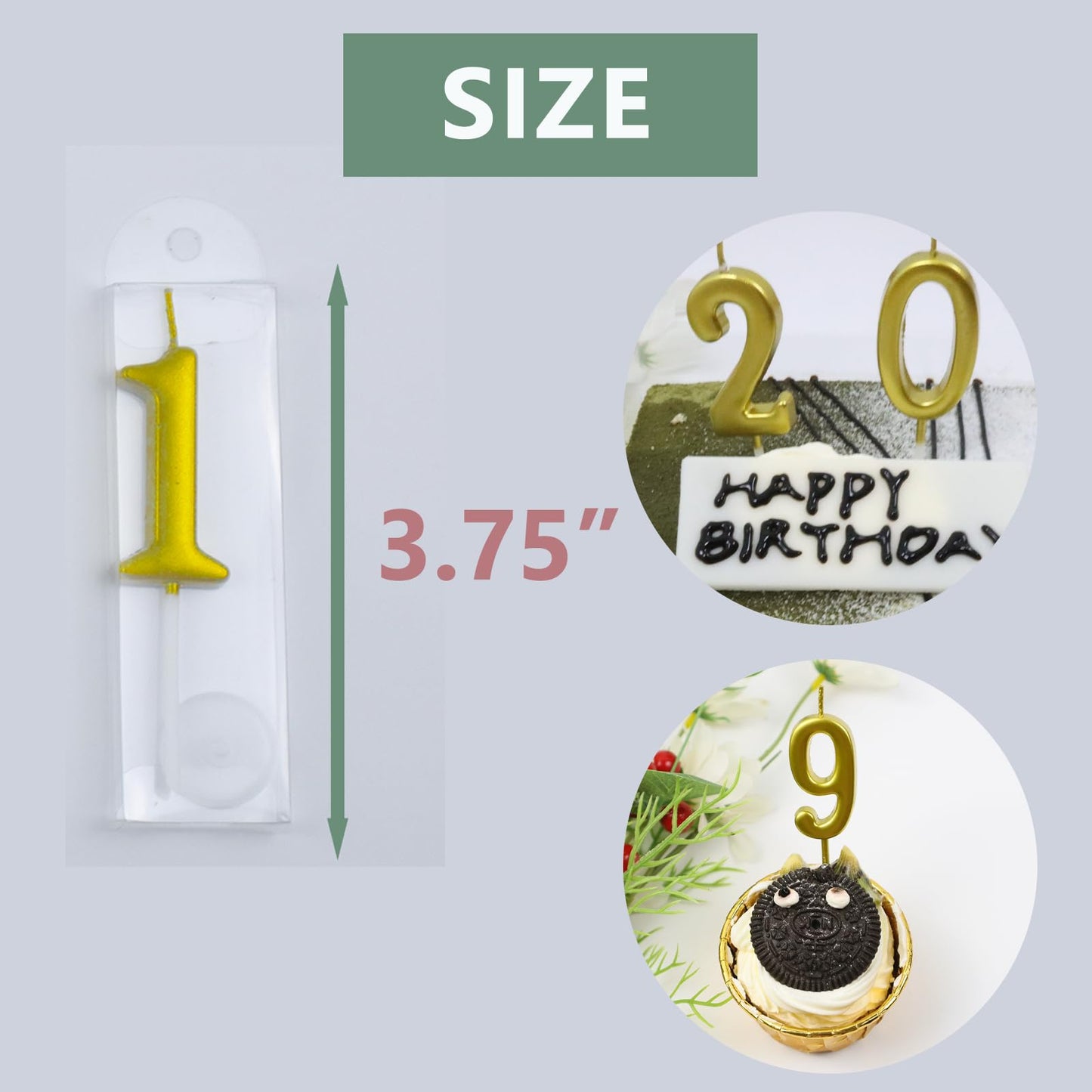 Chanseen 10Pcs Gold Number Candles 0 1 2 3 4 5 6 7 8 9 Birthday Candles for Cake Decorations Party Wedding Anniversary Celebrati