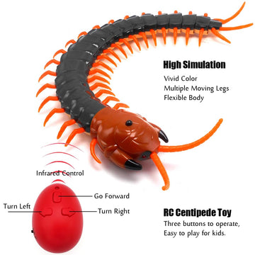 Tipmant Realistic Large Size Rc Centipede Scolopendra Animal Toy Infrared Remote Control Vehicle Car Scary Prank Kids Birthday Gifts (Dark Green)
