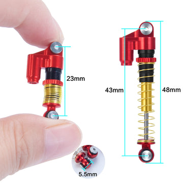 RCLions RC Shocks 43mm Adjustable Absorber Damper for 1:24th Axial SCX24 AXI90081 Deadbolt RC Crawler Car Upgrades (Red)