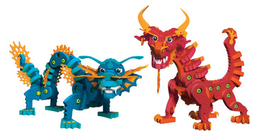 Bloco Toys Aqua & Pyro Dragons | Stem Toy | Legendary Mythical Creatures | Diy Building Construction Set (235 Pieces)