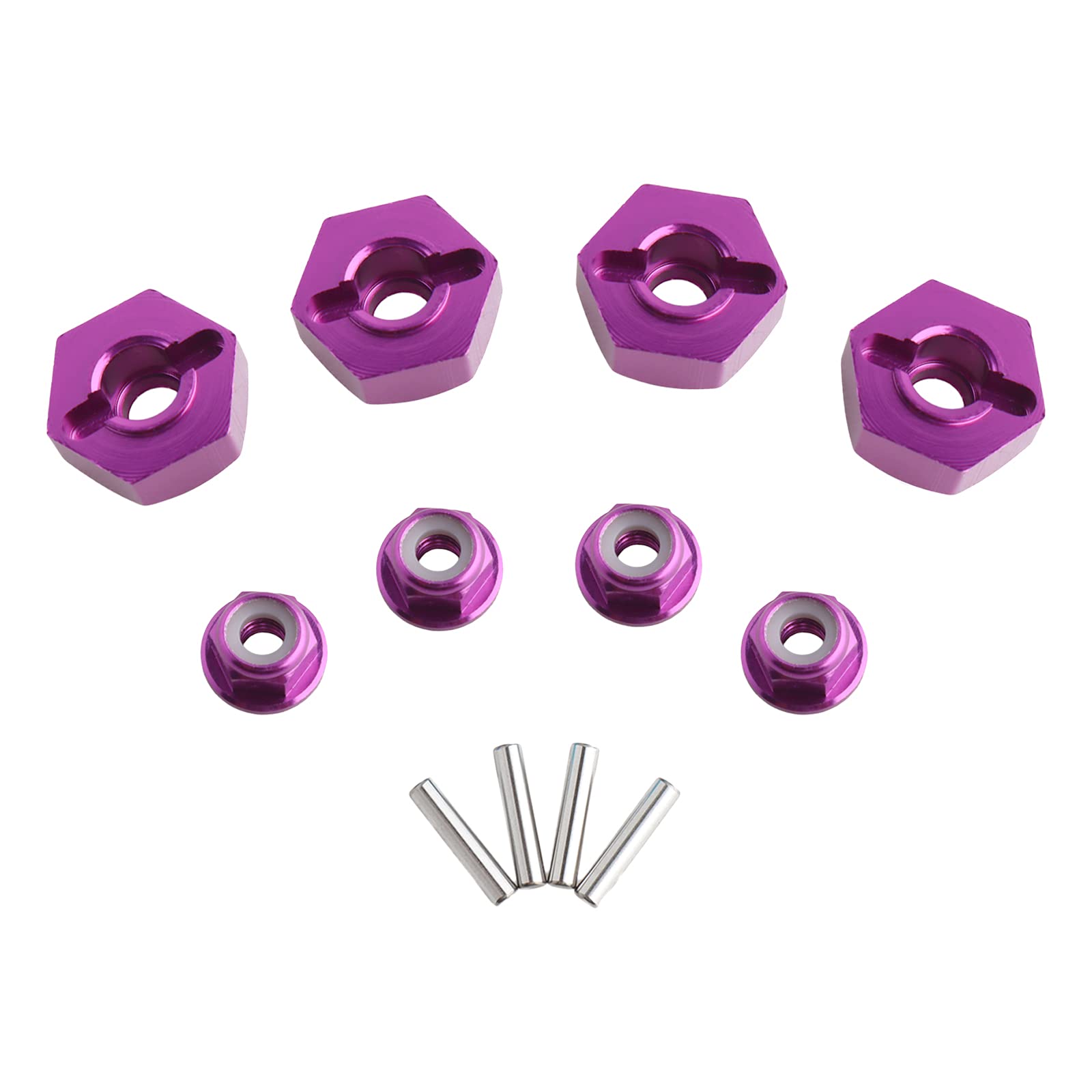 GDOOL 12mm Wheel Hex Hubs Drive Adapter 5mm Thick & Flange M4 Lock Nuts Aluminum for Redcat Axial HSP WLtoys Himoto RC Truck Mod