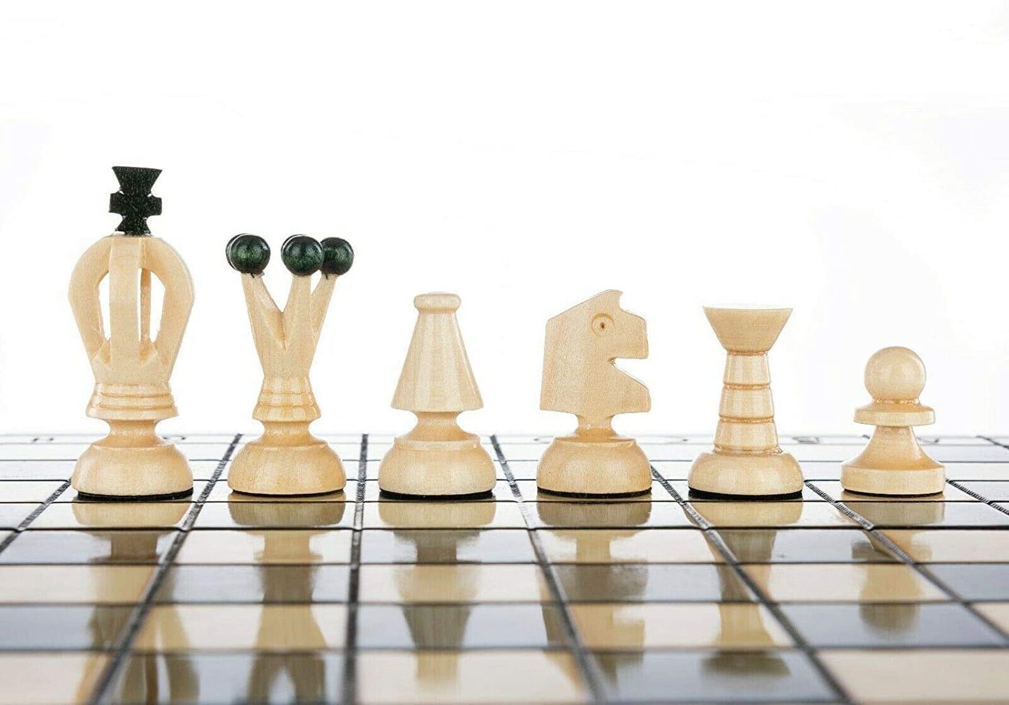 Chess And Games Shop Muba Beautiful Handcrafted Wooden Chess Set With Wooden Board And Handcrafted Chess Pieces - Gift Idea Products (12.5'' (32 Cm) Green)