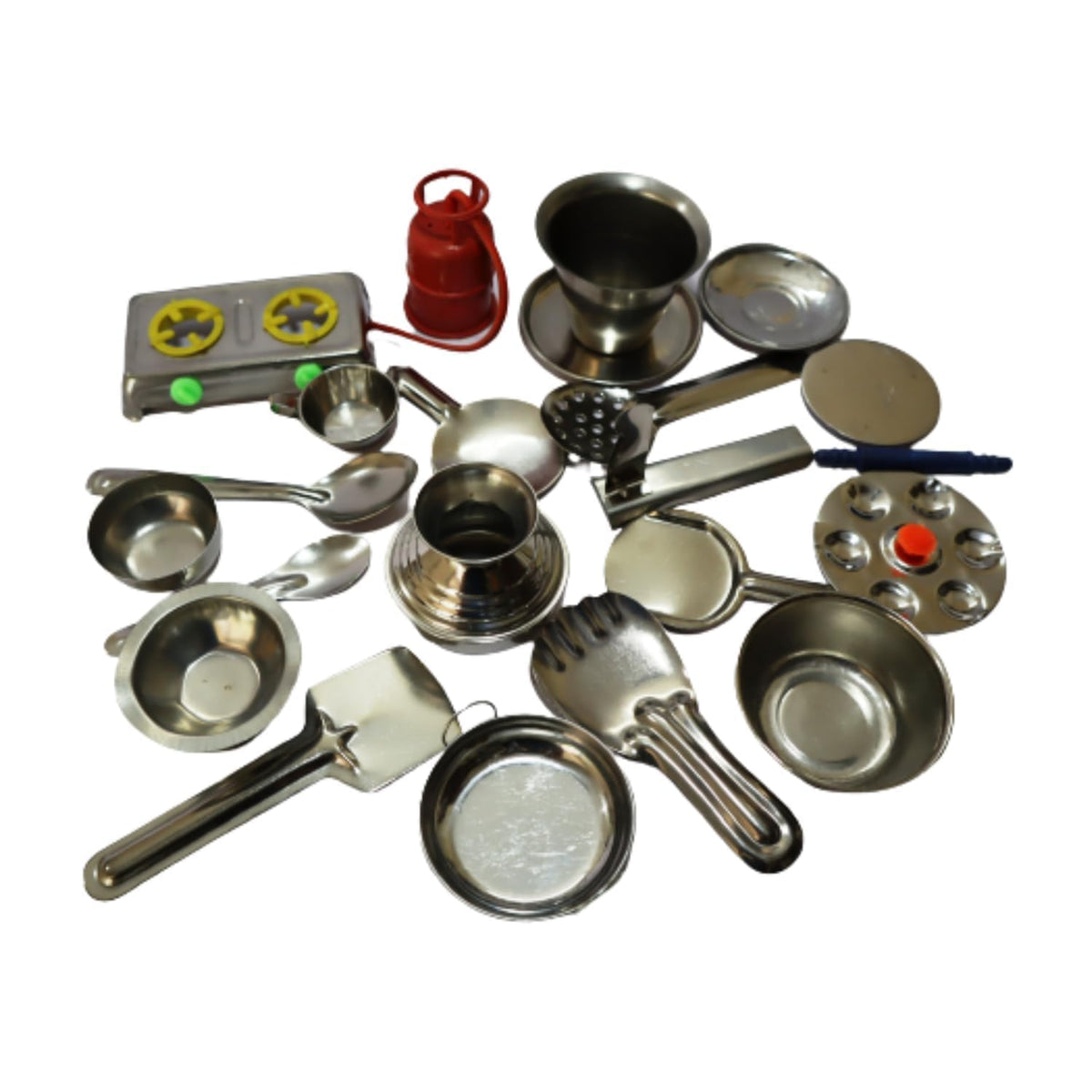 Miniature Kitchen Set for Girls  Real Cooking Kit With Steel Utensils, Choppu Jaman, 22Pcs Baby Kitchen Toys for Kids