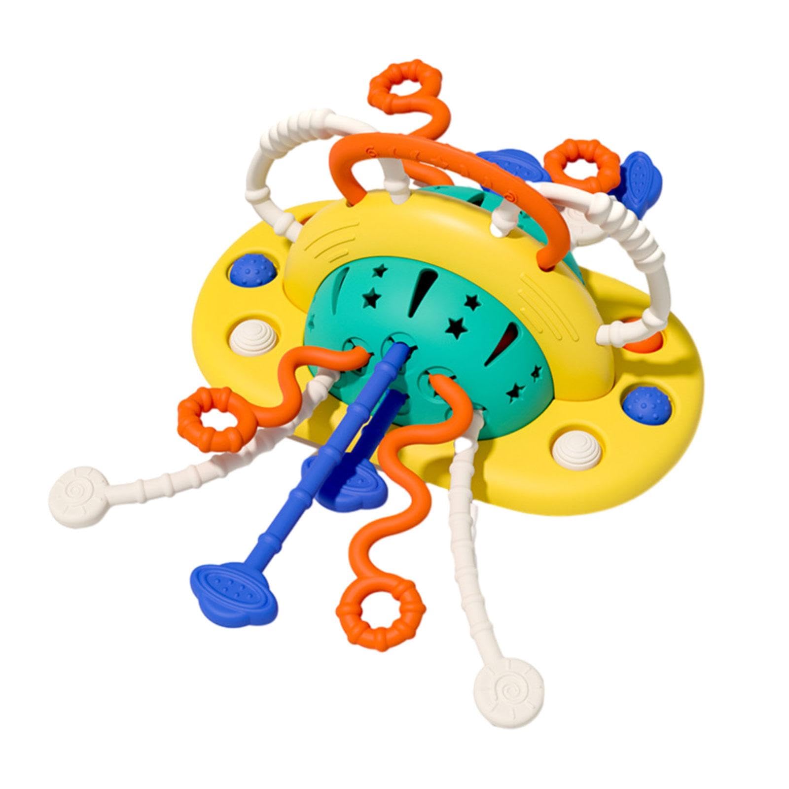 Ilsmysutra Silicone Pull String Activities Fine Motor Skills Toys For Newborn Kids Baby Yellow