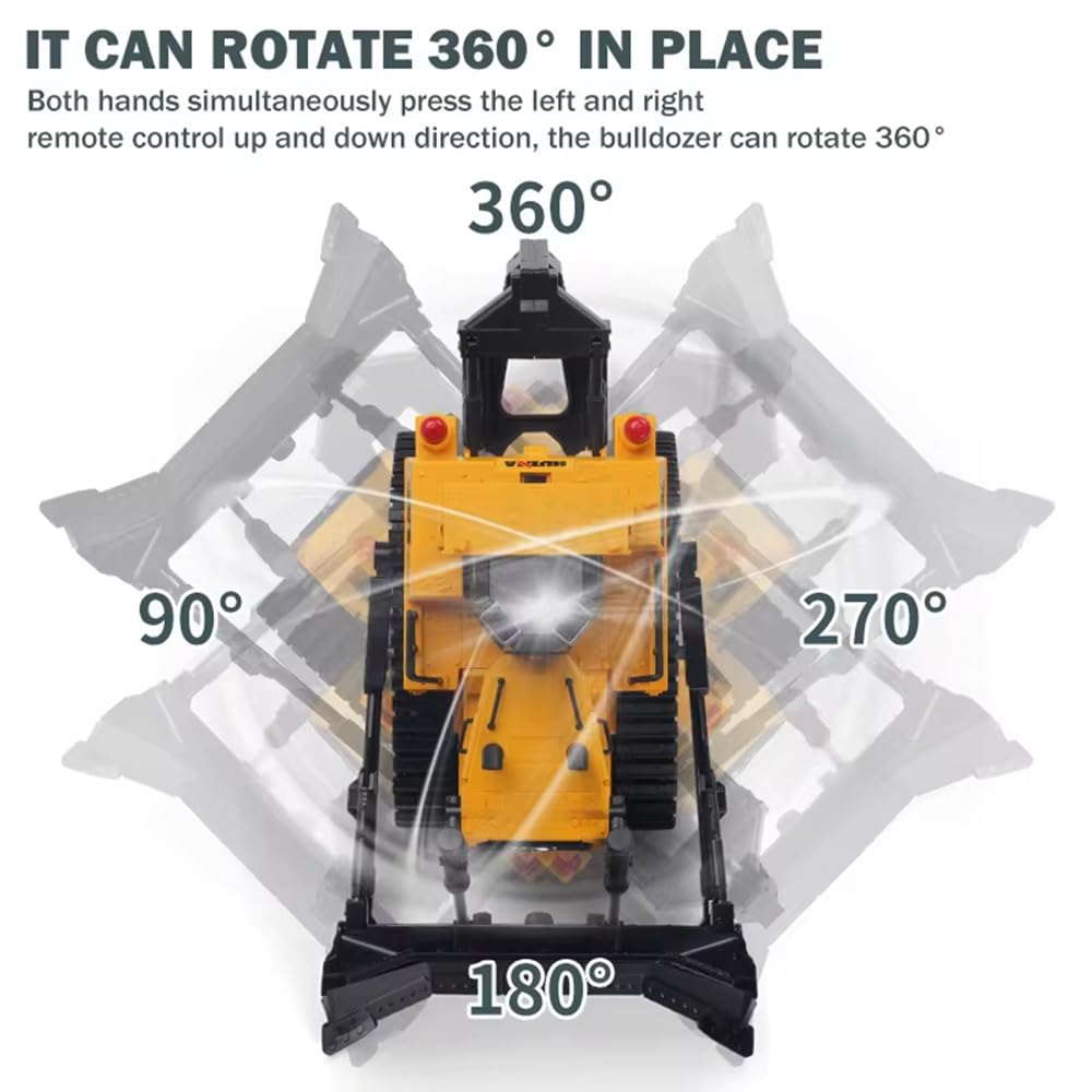 Aoft Technology Remote Control Excavator, Huina 1554, 1/16 Full 11Ch Rc Construction Vehicles, 2.4Ghz Bulldozer Toys, With Light