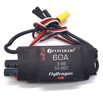 Flycolor 60A ESC 3-6S Electric Speed Controller 5v /6V/7.4V 5A BEC with XT60 & 3.5mm Bullet Plugs for RC Drone Airplane Brushles
