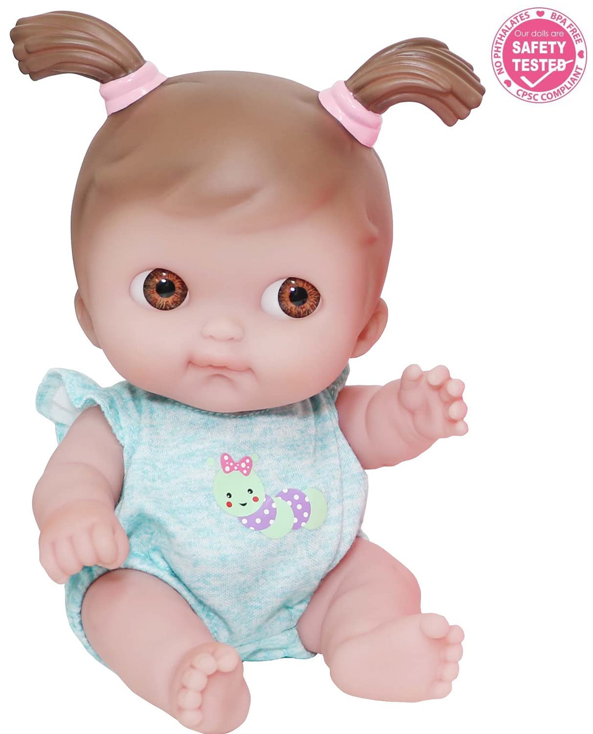 JC Toys Lil Cutesies 9 All Vinyl Baby Doll Bath Time Gift Set| Posable and Washable | Removable Outfit | Baby Bath and Accessories Ages 2+