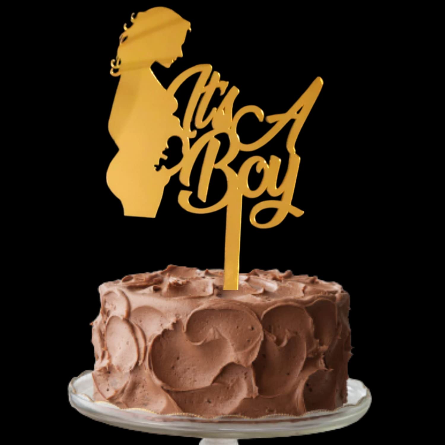 Party Decorz ItS A Boy Cake Topper | 5 Inch, 1Pcs Golden Color Acrylic Baby Shower Cake Topper/Cupcake Topper