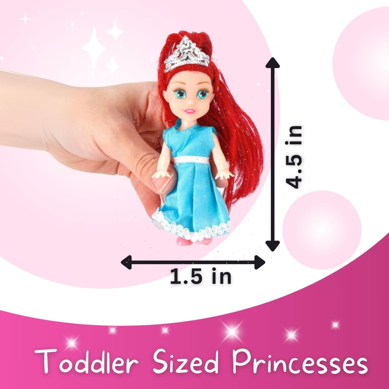 Liberty Imports Little Royal Princess Toddler Dolls With Dresses, Girls Imaginative Pretend Play Small Dolls Party Favors Collection (6 Pack)