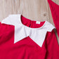 Gureui Newborn Baby Boy Girl Christmas Outfit Elf Costume With Hat Toddler Infant Long Sleeve Romper Onesie (A Red, 6-12 Months)