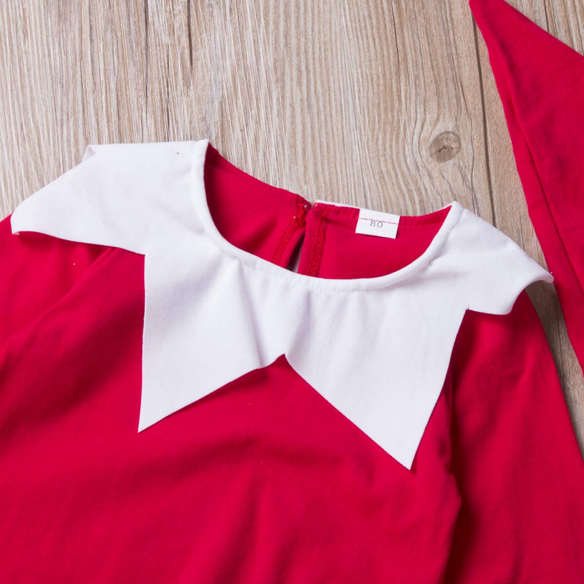 Gureui Newborn Baby Boy Girl Christmas Outfit Elf Costume With Hat Toddler Infant Long Sleeve Romper Onesie (A Red, 6-12 Months)
