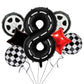 Race Car Birthday Balloons Decorations, 40 Inch Racetrack Black Number 8 Balloon, Large Mylar Black 8 Balloon For 8St Birthday R
