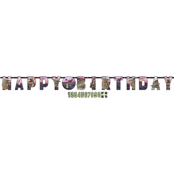 Mandalorian The Child Add-An-Age Letter Banner - 10.5' X 10' (1 Pc) | Multicolor Hanging Decoration - Perfect For Kids Birthday Celebrations
