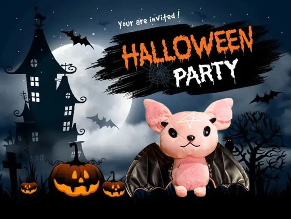 Natureman Bat Plush Stuffed Animal Toys,Halloween Black Bat Decor Soft Hugging Plush Doll Toy Gifts,For Kids Birthday, Halloween, Christmas (Pink,11.8Inch)