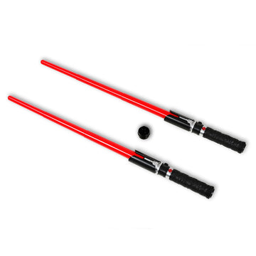 Light up Saber Toy with Electronic Lights and Sound Effect for Kids and Adults, Double-Bladed Red LED Retractable Force FX Light