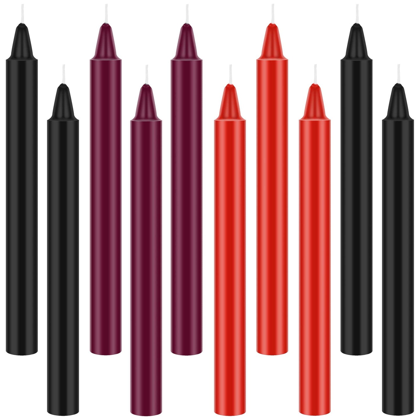 Boao 10 Pieces Low Temperature Candles Wax Low Heat Dripping Candles for Wedding Valentine Gift Decorations Supplies(Red, Black,