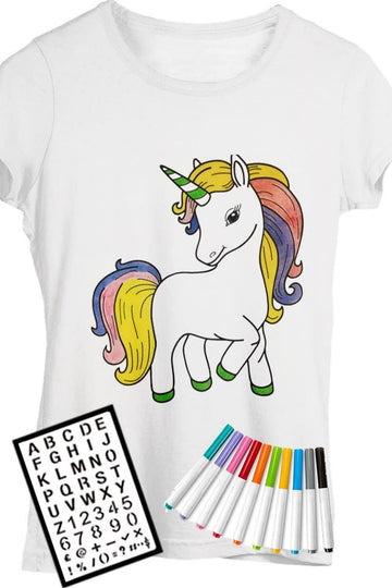 Davinci In You Coloring Shirt Kit With 10 Fabric Markers: Unicorn, Mermaid, Birthday Girl Gift - Arts And Craftt