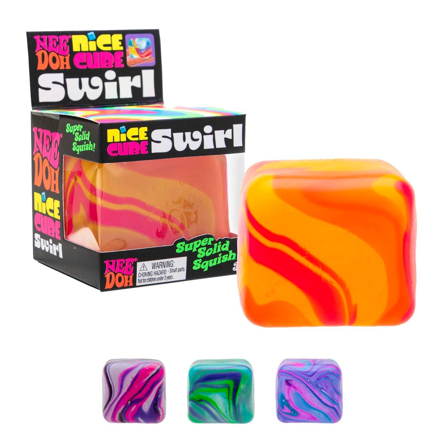 Schylling Needoh Nice Cube Swirl - Sensory Toy With A Super Solid Squish - Unique, Swirling Color Blend - Ages 3 And Up - Color
