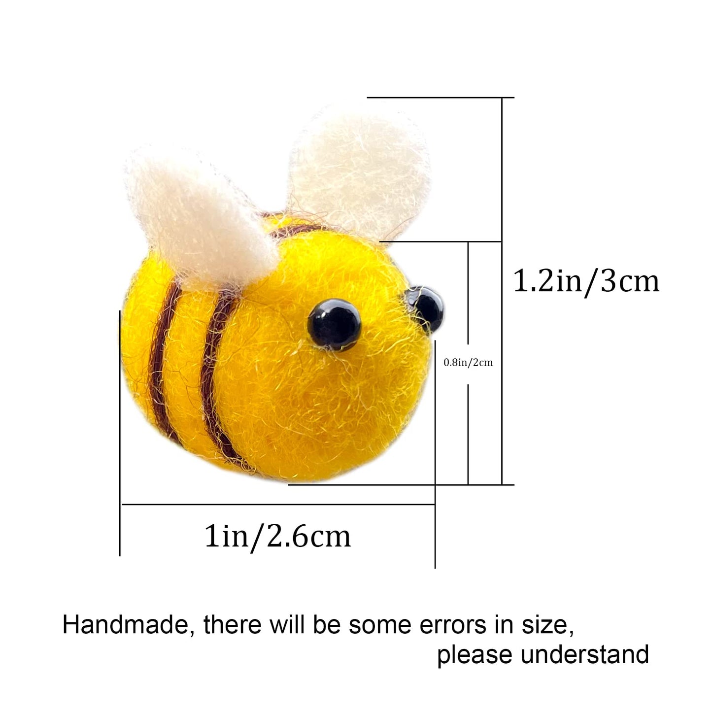 AcceLeah 25Pcs Wool Felt Bumble Bee Cute Bee Craft Ball Nursery Perfect for Baby Room Shower Gift Decorations or Costume Accesso