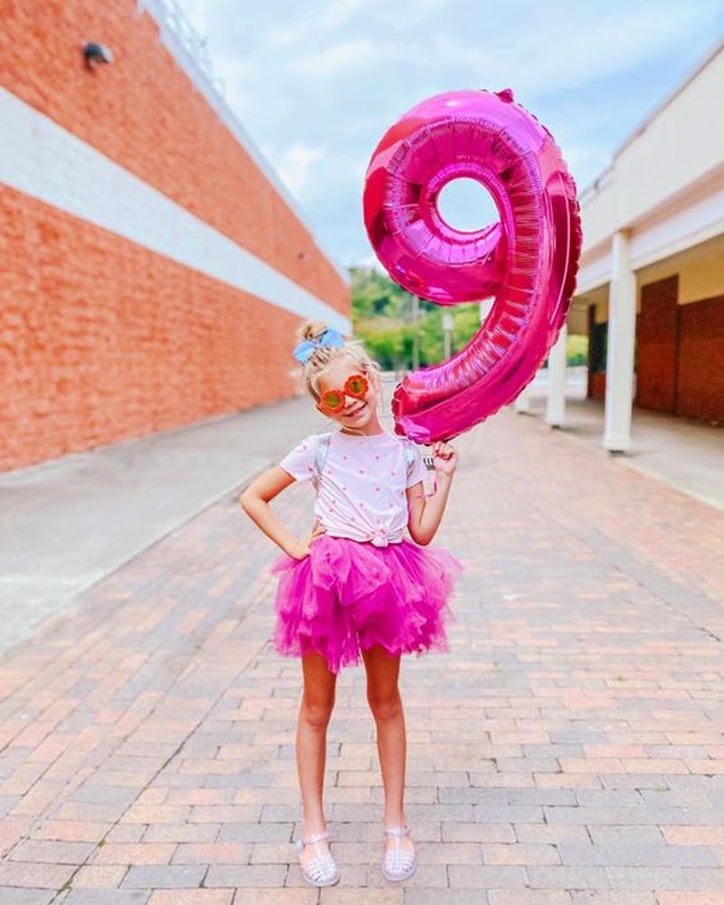 Hot Pink 9 Balloon Number 40 Inch, Number 9 19 29 39 1989 Birthday Balloons Large Foil Mylar Decorations For Birthday Party, Eng