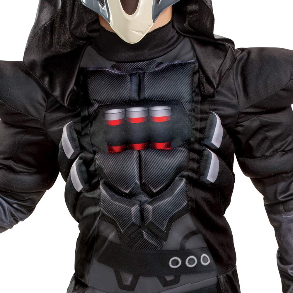 Disguise Overwatch Reaper Costume  Video Game Inspired Character Outfit for Kids  Muscle Padded Jumpsuit  Child Size Medium (7-8) Black (26593K)
