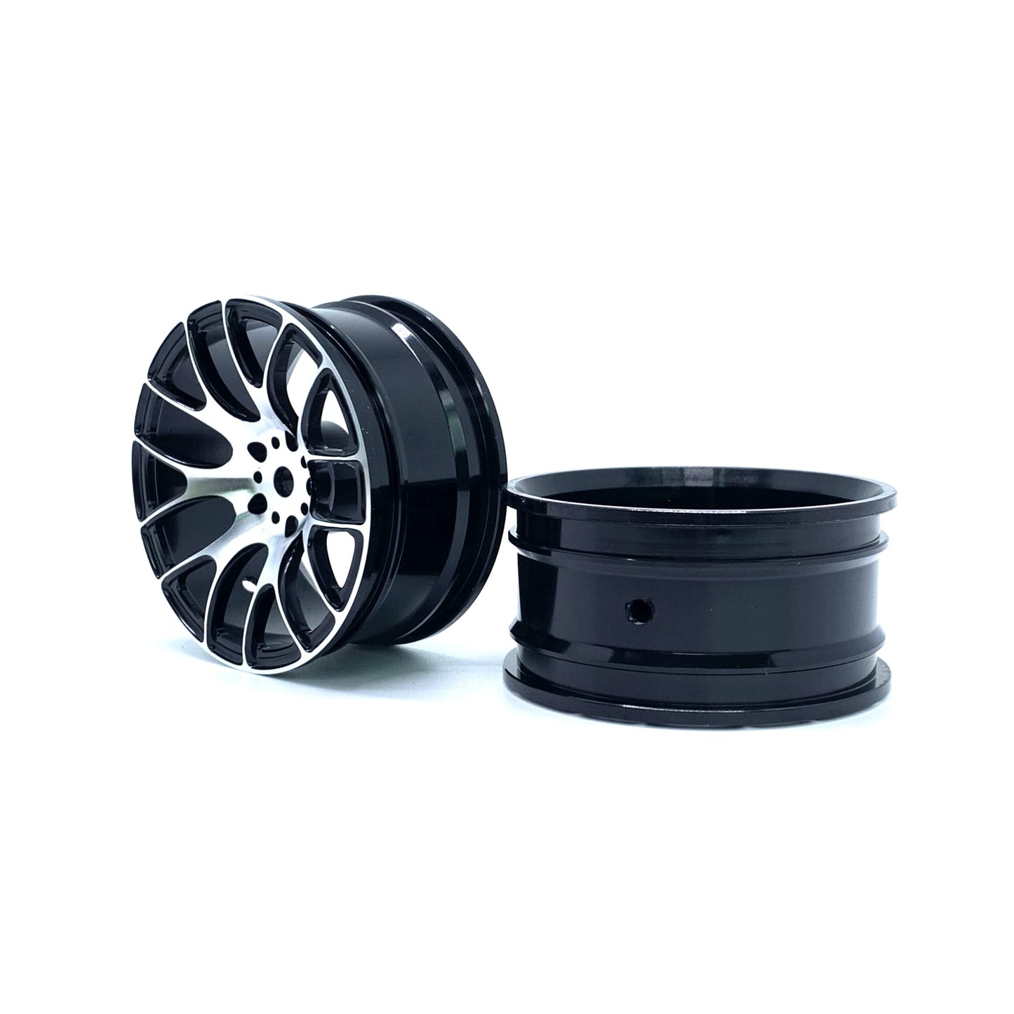KingVal Replacement 4PCS Aluminum Wheel Rim 12mm Hex Hub Offset 3mm Compatible with 1/10 RC Car (Black)