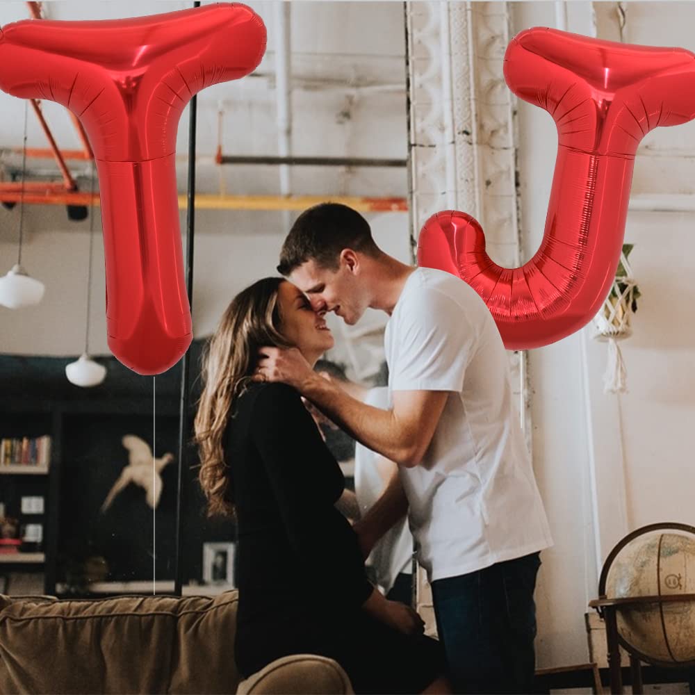Toniful 40 Inch Large Bright Red Letter Balloons A-Z, Giant Jumbo Helium Foil Mylar Big Letter J Balloons For Birthday Party Ann
