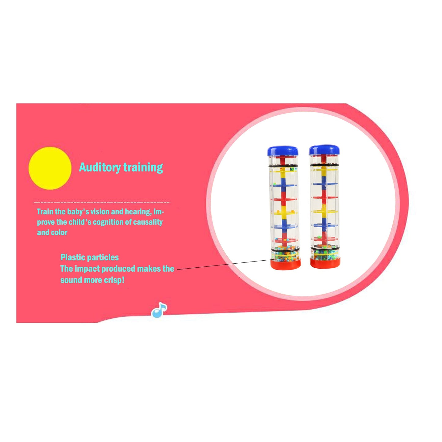QDXATIVP Rain Maker Stick Tube Shaker - 2PCS Sensory Musical Instrument, Small, Multicolor, Plastic, Model 0621