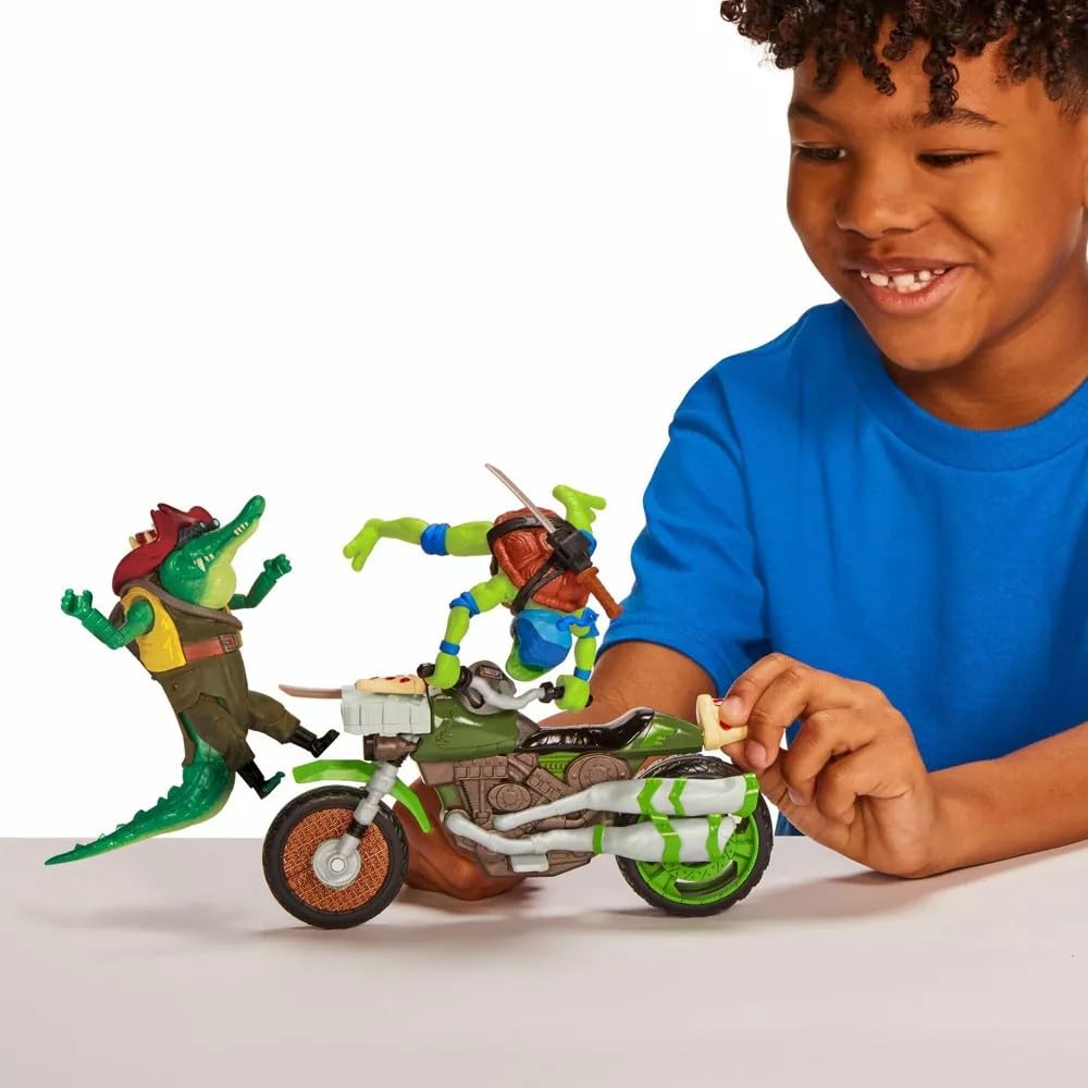 Teenage Mutant Ninja Turtles Ninja Kick Cycle with Exclusive Leonardo Figure, 4.5 Inch, Multi Color, Model 83431CO, Plastic