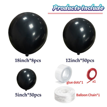 Kawkalsh Black Balloon Arch Kit 111Pcs 18 12 5 Inch Latex Party Balloons Garland For Birthday Baby Shower Wedding Engagement Ann