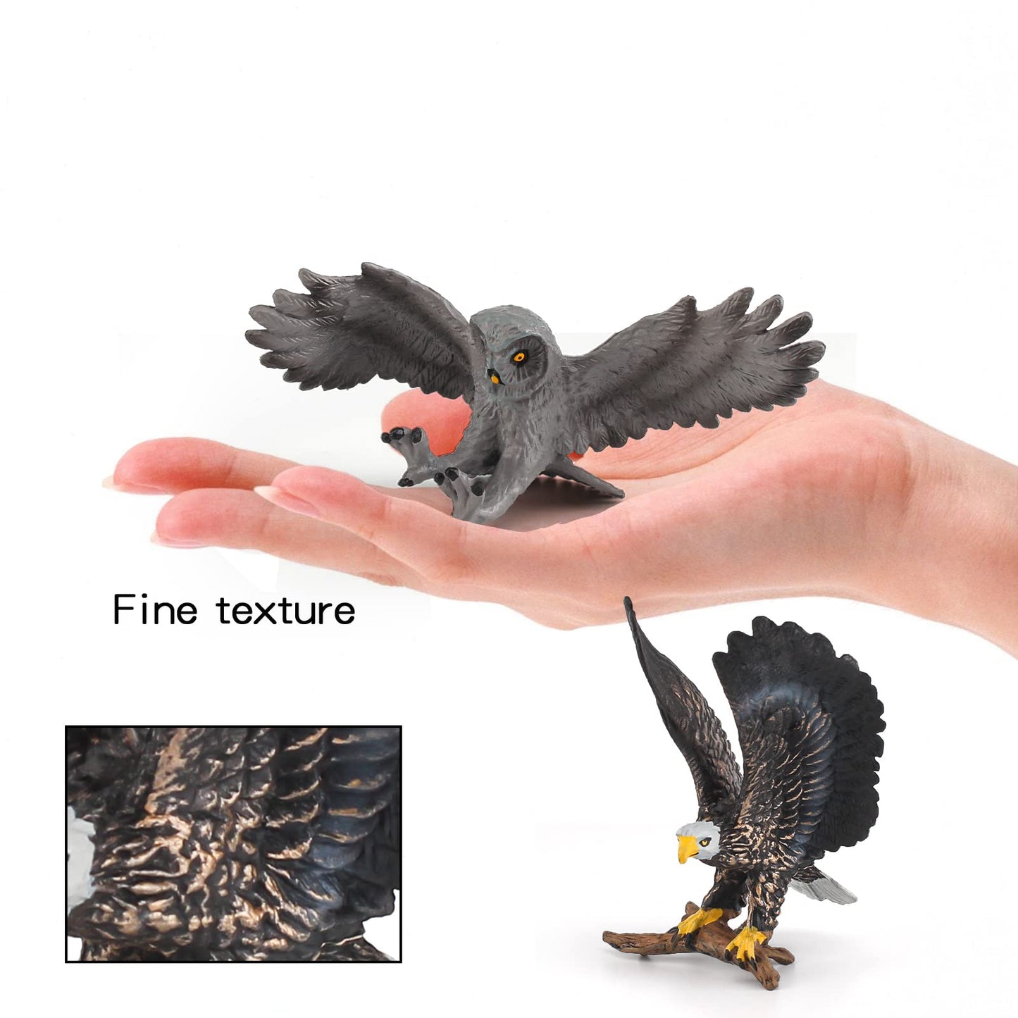 WONWONTOYS Forest Wildlife Bird Toy Set - Eagle Owl, Bald Eagle, Table Decorations, Christmas Scene, Cake Decoration, Children's