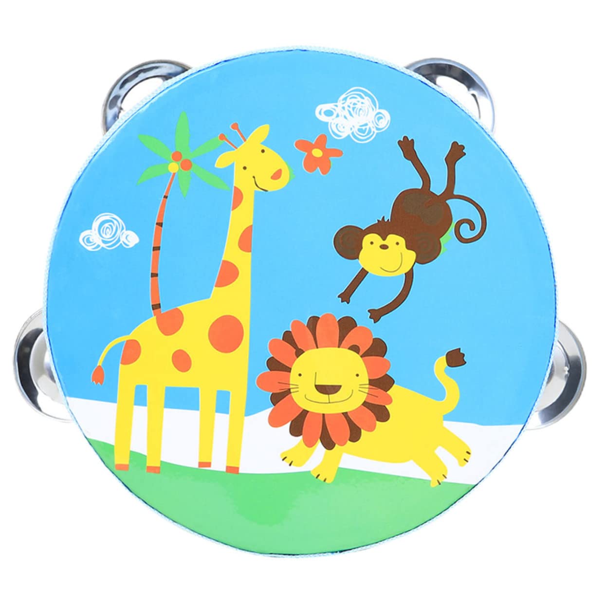 Excluzo Blue Giraffe Santa Sleigh Toy Baby Musical Toys Baby Instruments Jugetes Hand Drums For Kids Hand Tambourine Portable Ha