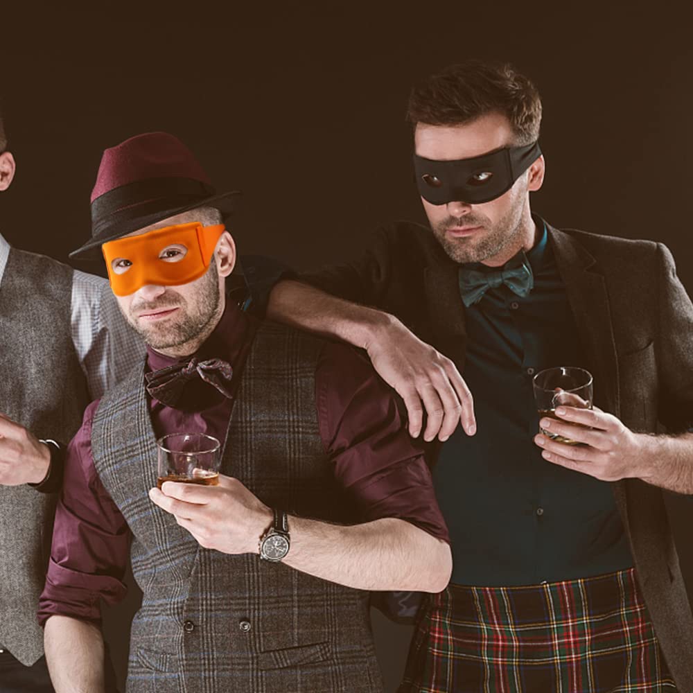 AEVBSOY 3 Pieces Eye mask black bandit thief costume mask highwayman robber fancy dress costume masquerade PVC mask composite co