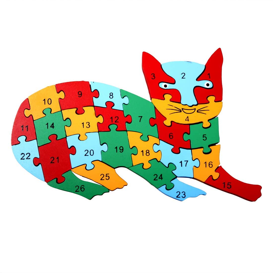 Wooden Alphanumeric Puzzle  Cat Shape