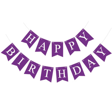 Waenerec Purple Happy Birthday Banner Sign Happy Birthday Bunting Banner Garland For Kids Girl Woman Birthday Tea Party Decorations Bunting Flag Birthday Party Supplies