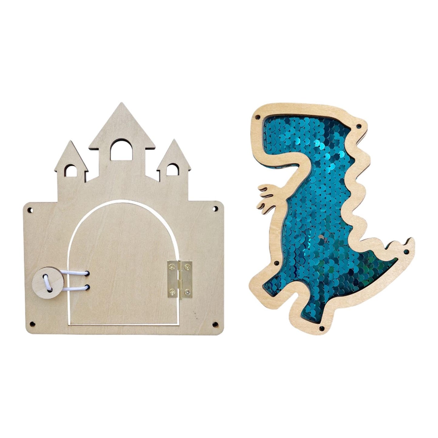 Styleheaven 2 Pieces Montessori Busy Board Diy Material Learning Activity Toy Girls Boys Dinosaur Blue