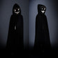 Kids Full Length Hooded Velvet Cloak Halloween Cape Costumes With White Led Light Up Scary Mask (35'/90Cm)