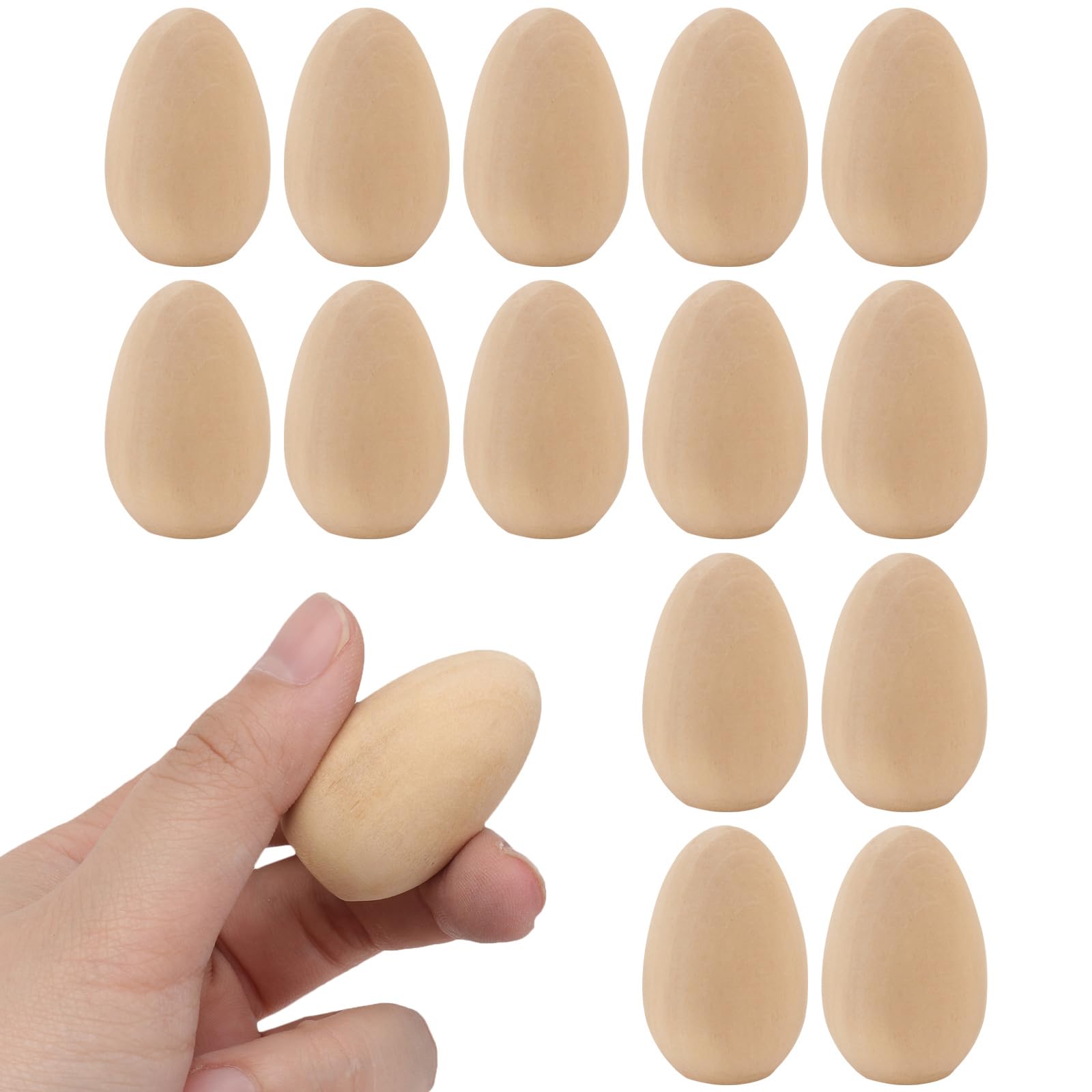 Kisangel 20pcs Unfinished Wood Eggs Smooth Flat Bottom Wooden Easter Craft Eggs for Easter Display Smooth Ready to Paint and Dec