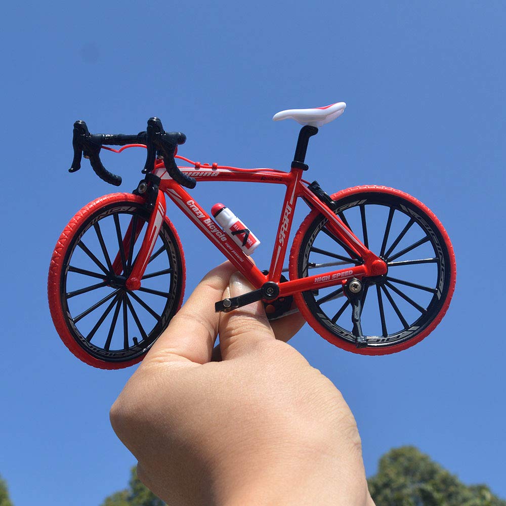 Ailejia Finger Racing Bicycle Mountain Bike Cake Topper Mini Dirt Bike Bicycle Model Cool Boy Toy (Racing Bicycle Red)