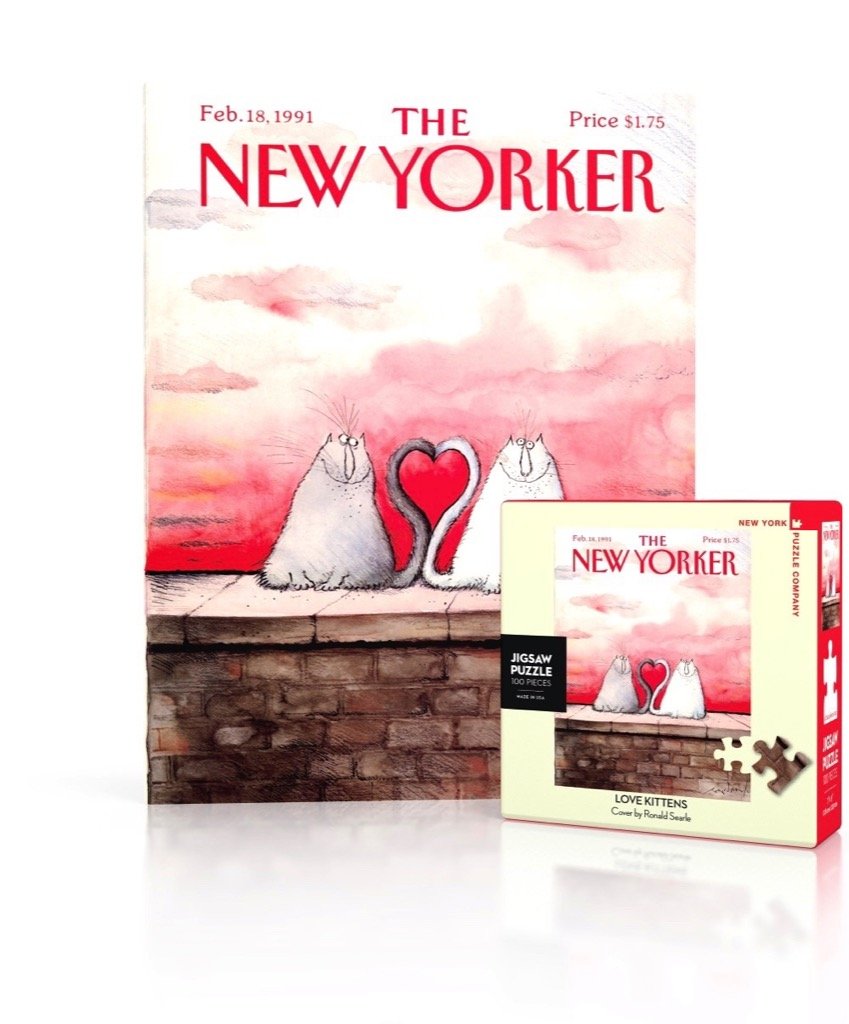 New York Puzzle Company - New Yorker Love Kittens Mini - 100 Piece Jigsaw Puzzle For Family Game Nights By Ronald Searle