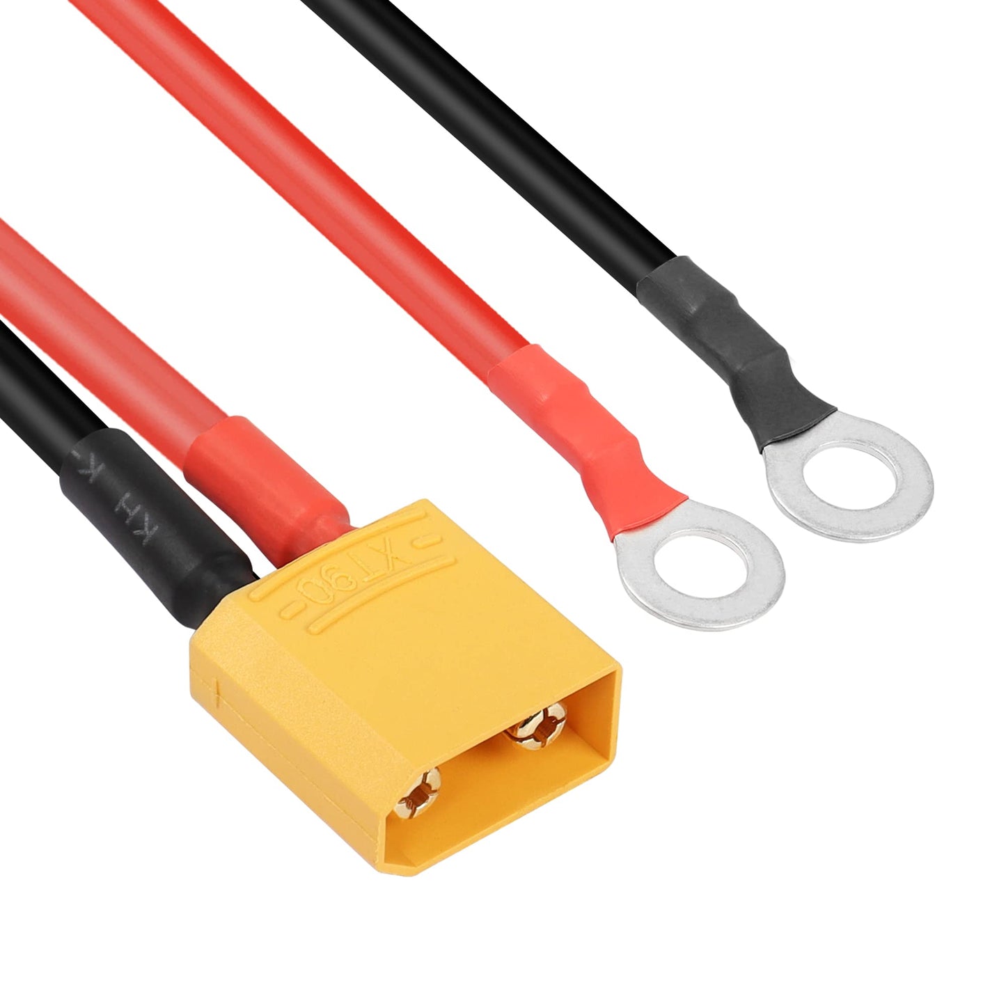 RIIEYOCA XT90 to O Ring Terminal Cable, 1M 10AWG Silicone Wire, Black, Model RII-0006 for RC Lipo Battery FPV Racing Drone