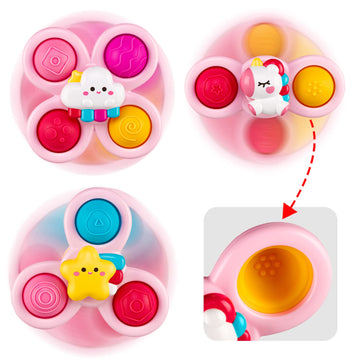 3Pcs Alasou Unicorn Suction Cup Spinner Toys For Baby Christmas Stocking Stuffers Gifts|Novelty Spinning Tops Bath Toys For Kids