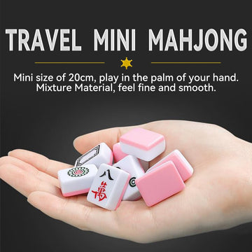 drizzle Pink Travel Mini Mahjong Set - 20mm Acrylic Tiles, 146 Pieces, Lightweight, Traditional Chinese Game, Portable Family Fun