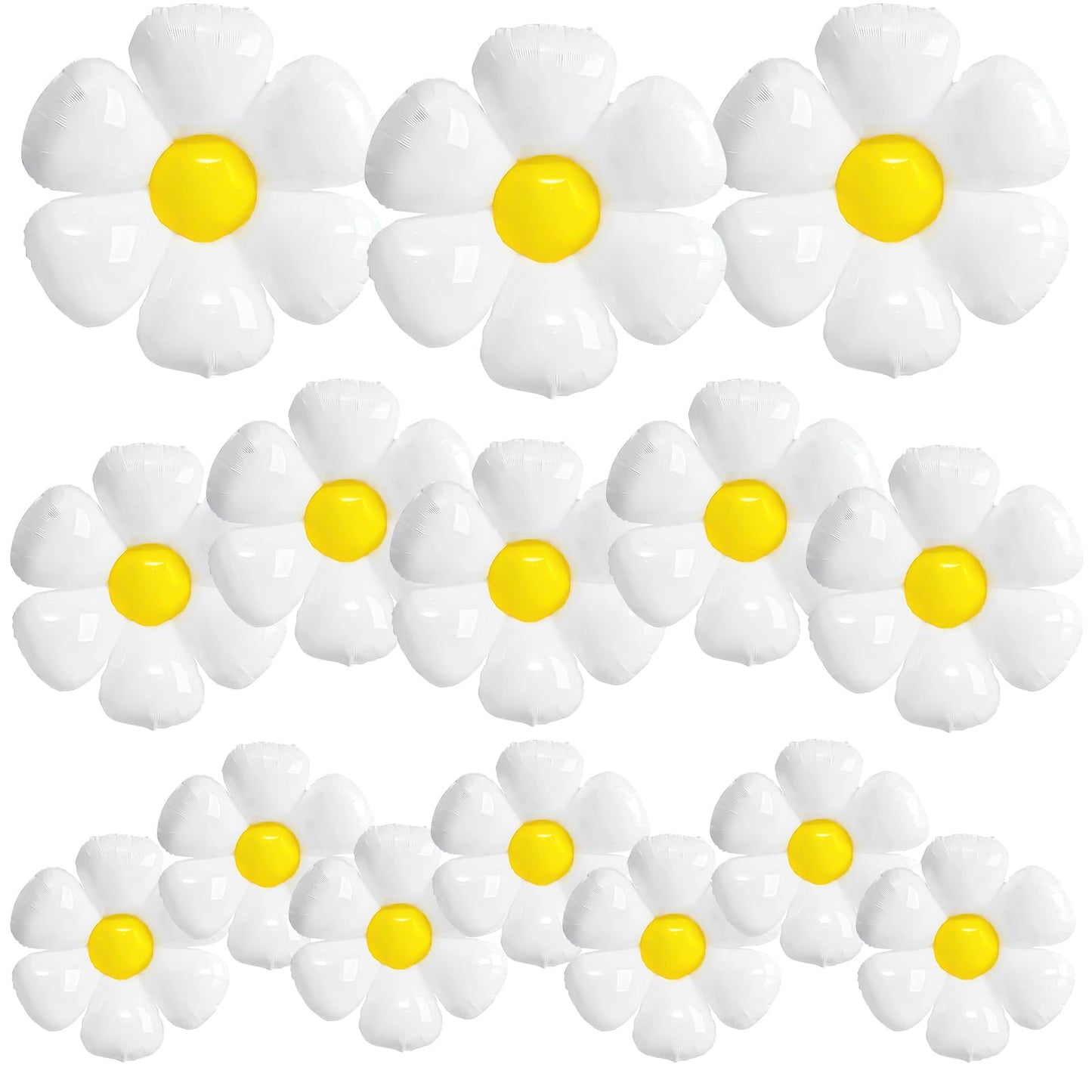 16 Pcs Daisy Flower Balloons,White Flower Aluminum Foil Balloons For Birthday Baby Shower Wedding Anniversary Groovy Flower Them
