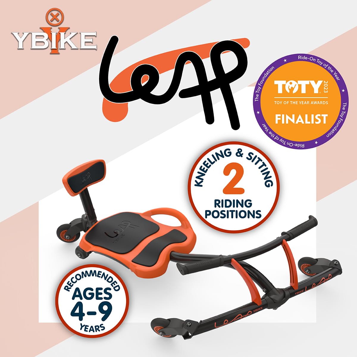 YBIKE Leap Self Propelled Ride On Drifting Racer Riding Toy for Boys and Girls Ages 4 - 9 - Red