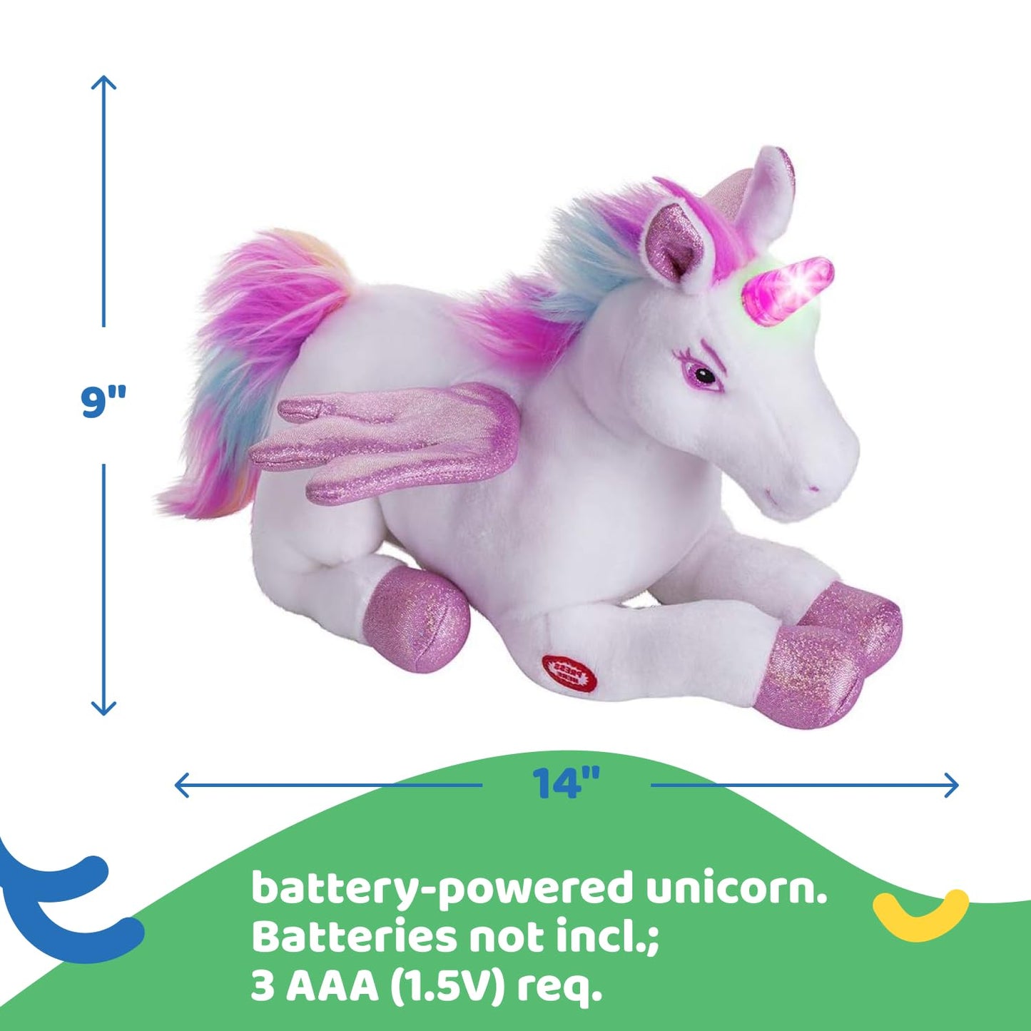 Dazmers Unicorn Stuffed Animal With Flapping Wings - Musical Plush Unicorn Toy With Magical Lights And Sounds (Pink)